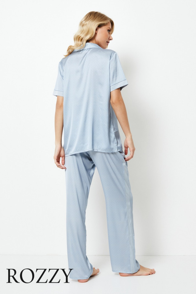 Пижама атласная Aruelle Essy голубой