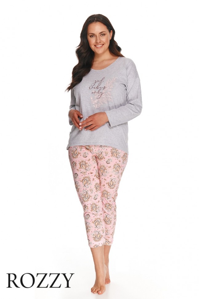Пижама хлопковая Taro Giorgia Maxi 2802/2803 AW22/23 розовый/серый