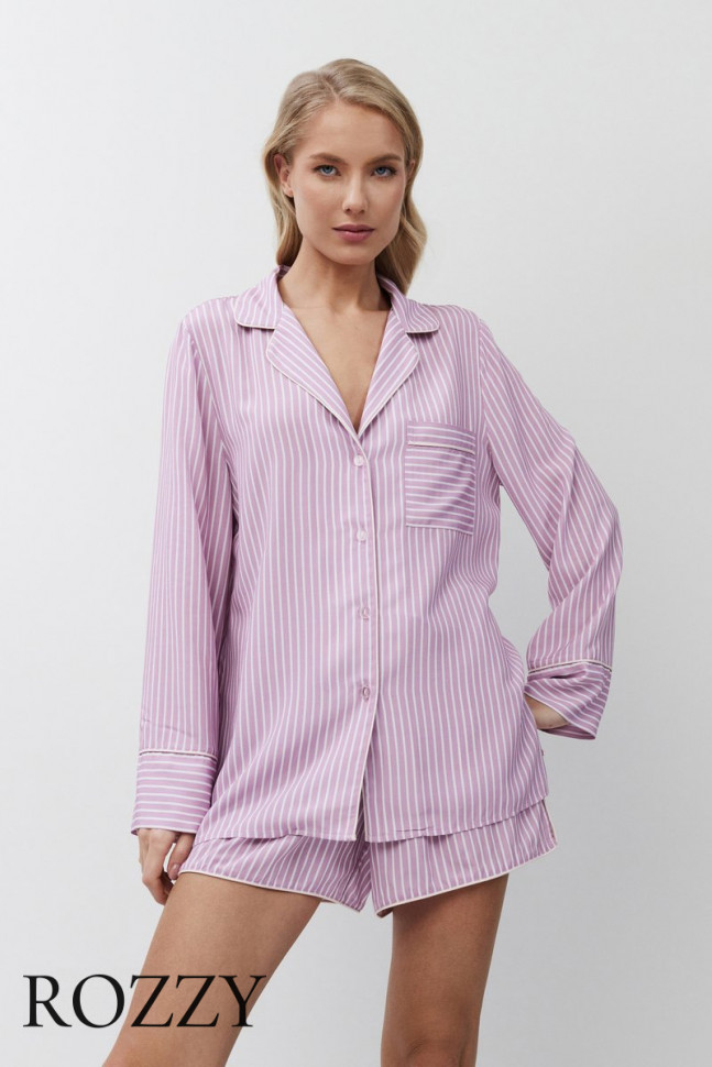 Пижама вискозная с шортами Aruelle Margareth лавандовый