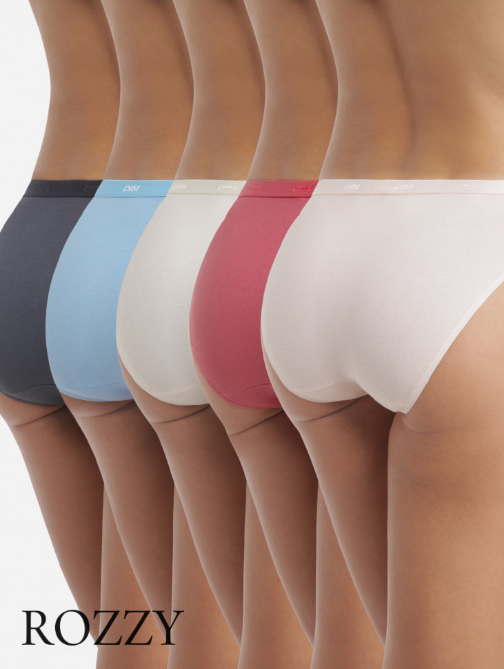 Трусы слипы хлопковые DIM Les Pockets Eco 4H00/5 розовый/кремовый/голубой/серый (уп.5шт.)