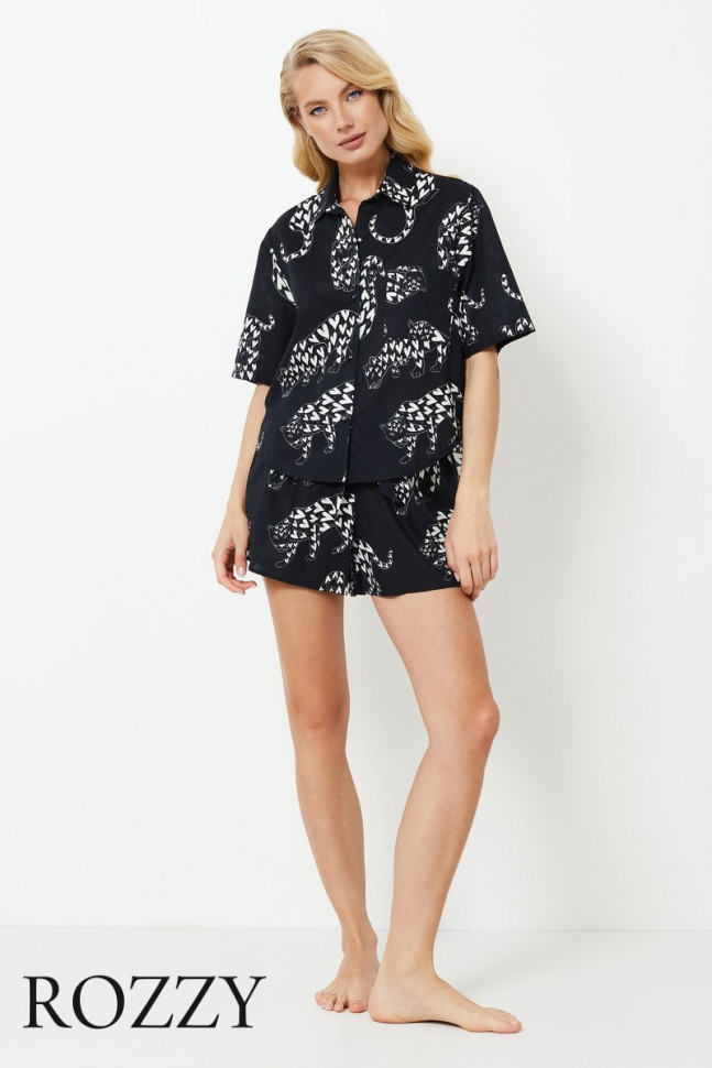 Пижама хлопковая Aruelle Tamisha черный/белый