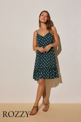 Платье пляжное вискозное Ysabel Mora 85954 темно-зеленый/белый