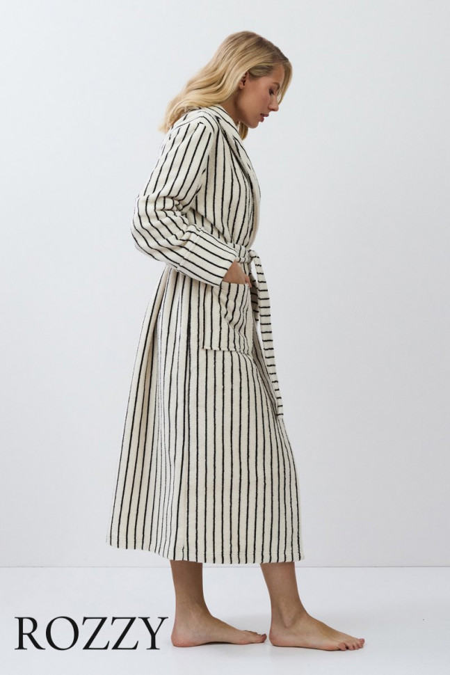 Халат махровый Aruelle Lana кремовый/черный