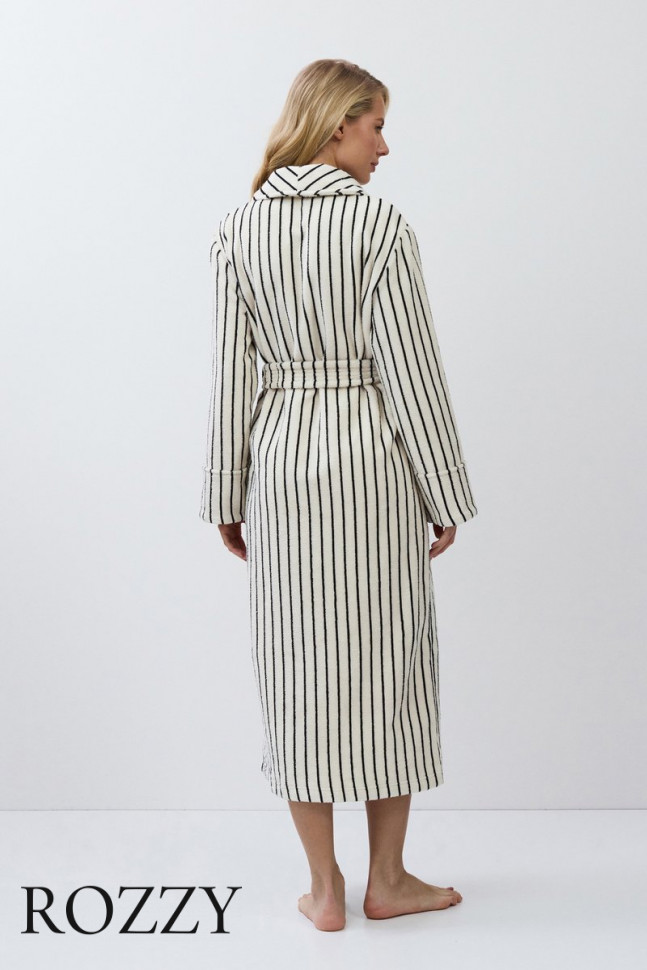 Халат махровый Aruelle Lana кремовый/черный