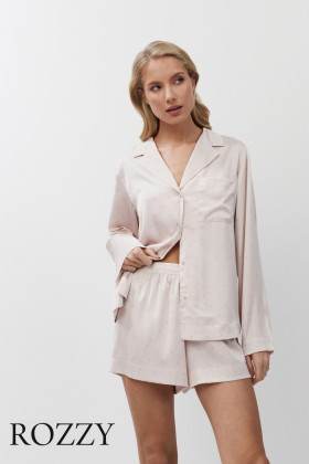 Пижама атласная с шортами Aruelle Gilian светло-розовый