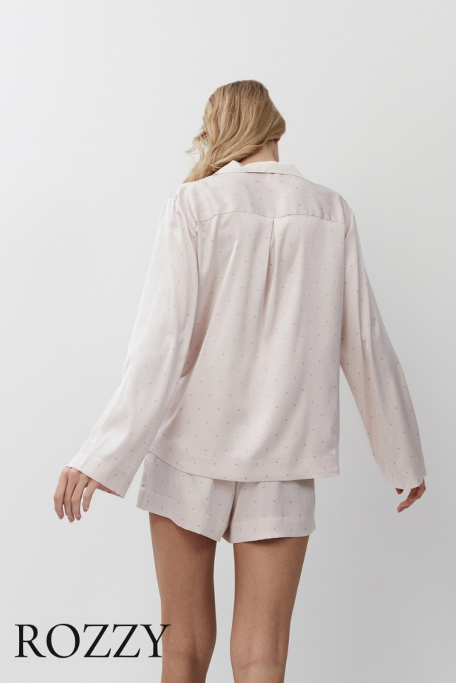 Пижама атласная с шортами Aruelle Gilian светло-розовый