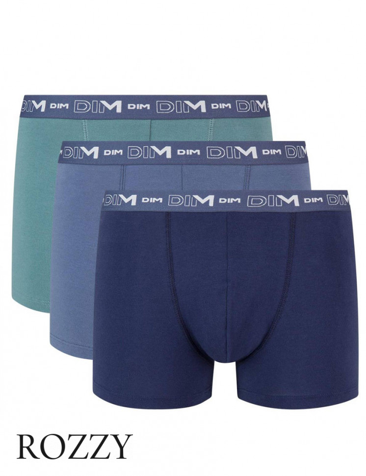 Трусы шорты мужские DIM 6596/3 зеленый/синий/джинсовый (уп.3шт.)