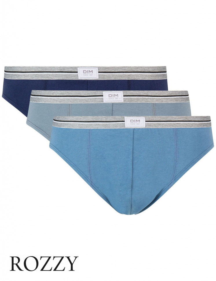 Трусы слипы мужские DIM 09B8 джинсовый/серый/синий