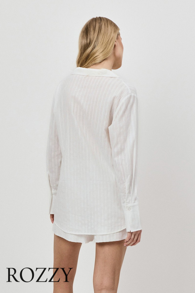 Костюм домашний хлопковый с шортами Aruelle Elara Set слоновая кость