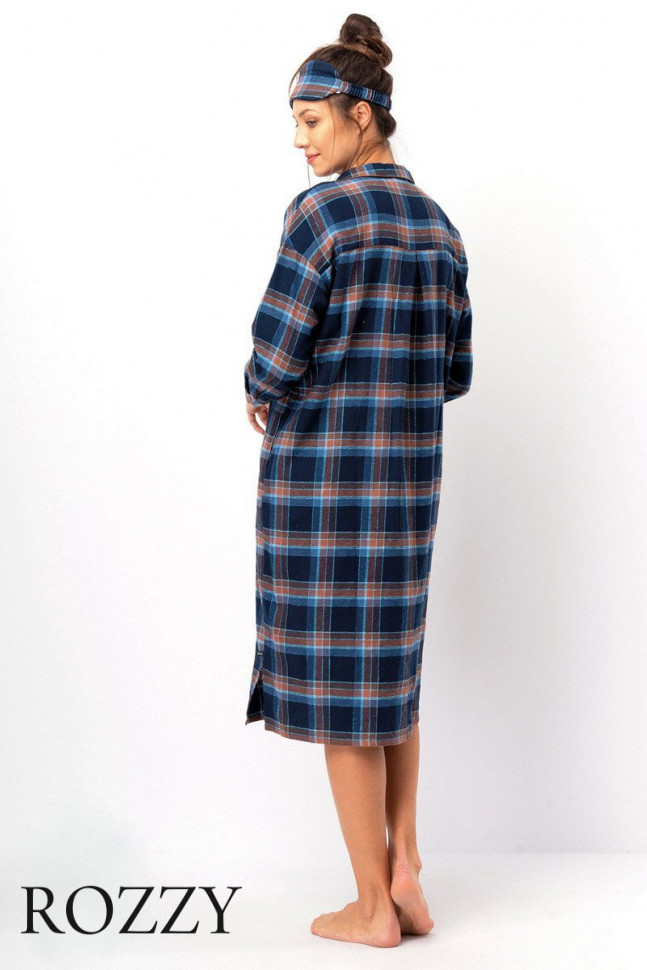 Сорочка фланелевая Key LND 431 темно-синий