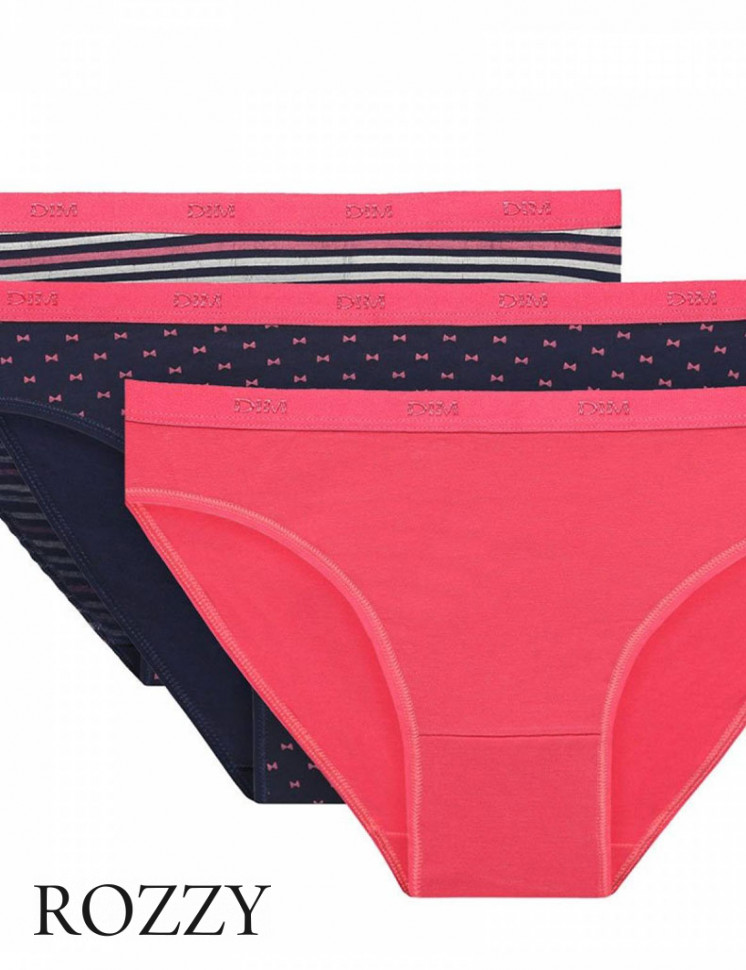 Трусы слипы хлопковые DIM Les Pockets Cotton 4C17 розы (уп.3шт.)