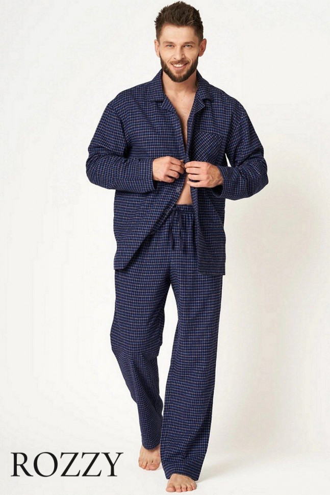 Пижама мужская фланелевая Key MNS 457 темно-синий