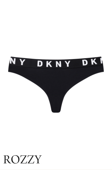 Трусы стринги хлопковые DKNY Cozy Boyfriend DK4529 черно-белый