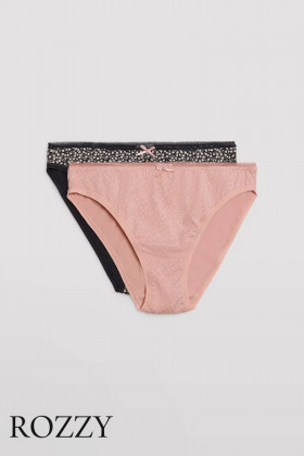 Трусы бикини хлопковые Ysabel Mora 19018 светло-серый/черный (уп.2шт.)