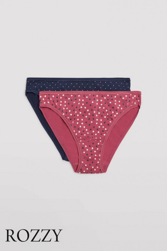 Трусы бикини хлопковые Ysabel Mora 19014 темно-синий/амарант (уп.2шт.)