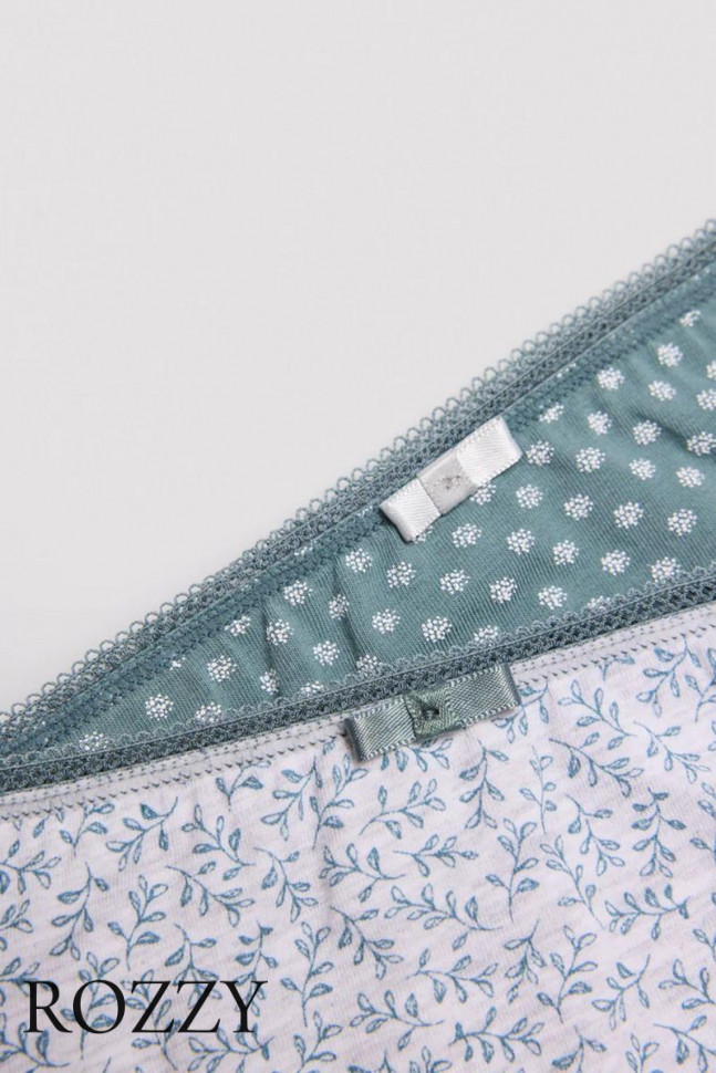 Трусы бразильяна хлопковые Ysabel Mora 19016 серо-голубой/белый (уп.2шт.)