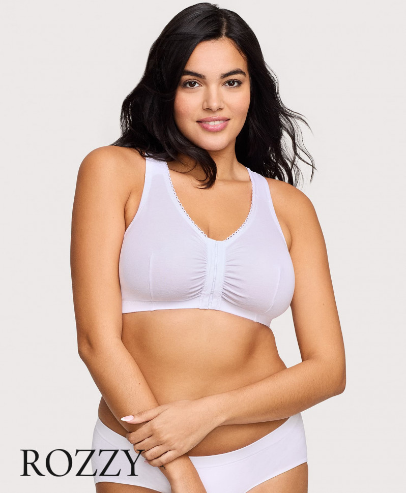 Бюстгальтер рейсербэк без косточек хлопковый спереди застежка Glamorise GI1908 белый