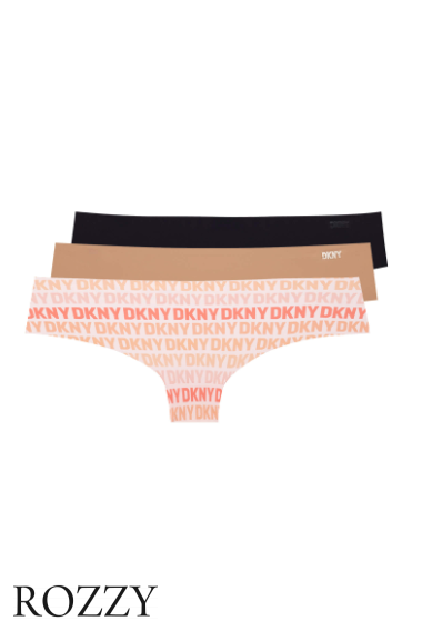 Трусы хипстеры DKNY Litewear DK5028BP3 черный/бежевый/розовый лого (уп.3шт.)