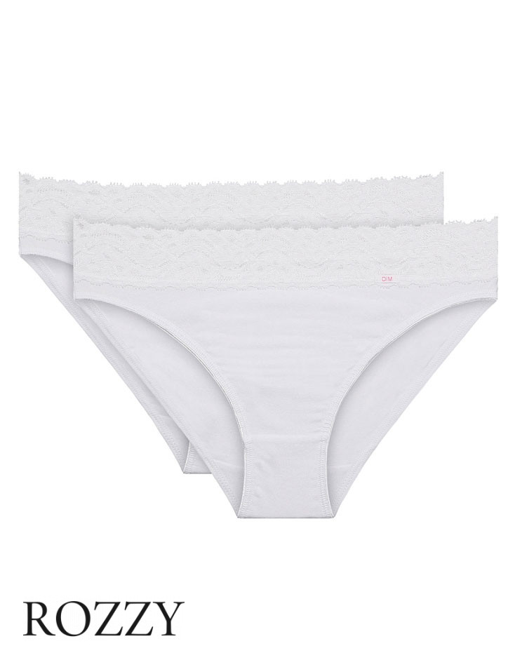 Трусы слипы хлопковые DIM Coton Feminine 4633 белый (уп.2шт)