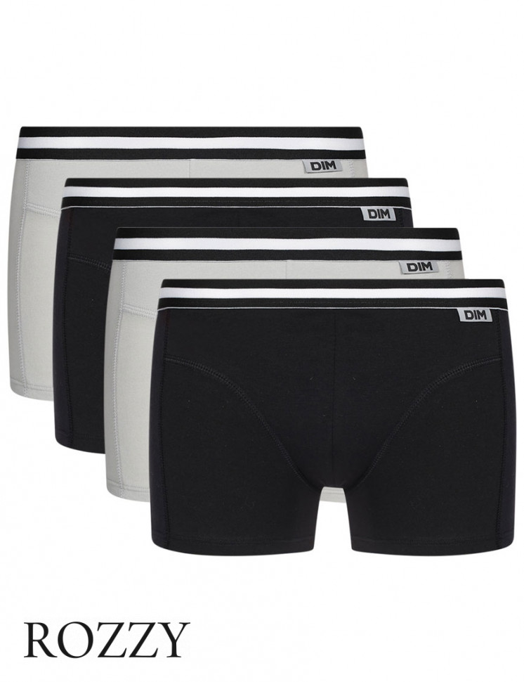 Трусы шорты мужские DIM 6578/4 черный/серый (уп.4шт.)