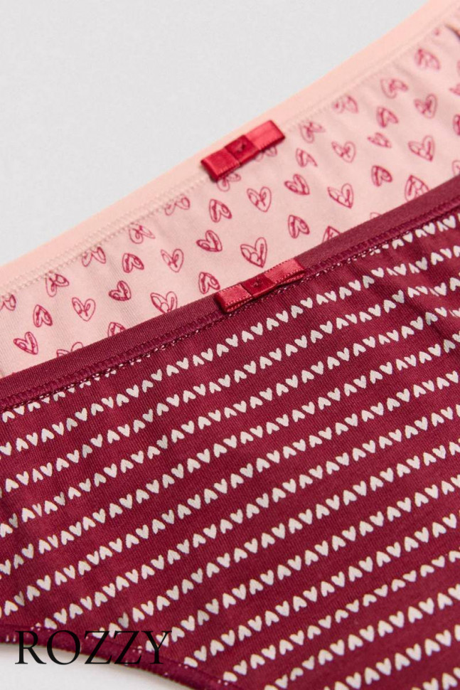 Трусы стринги хлопковые Ysabel Mora 19010 светло-розовый/бордовый (уп.2шт.)