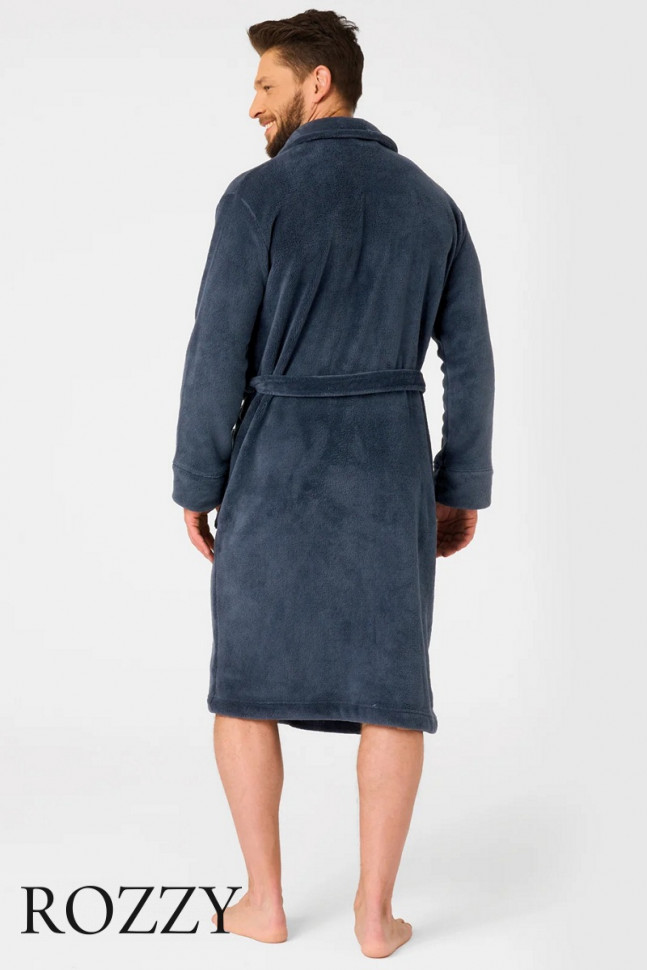 Халат мужской флисовый Key MGL 255 темно-синий
