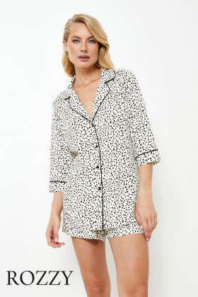 Пижама вискозная Aruelle Bethany молочный/черный