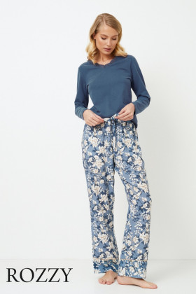 Пижама вискозная Aruelle Fleur серо-голубой