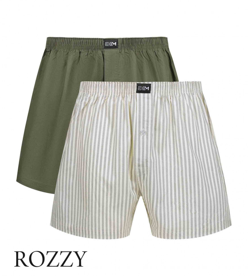 Трусы боксеры мужские DIM 0DXY ретро полоски/зеленый (уп.2шт.)