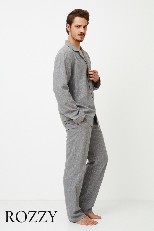 Пижама мужская фланелевая Aruelle Carl серый