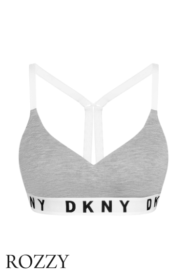 Бюстгальтер без косточек хлопковый DKNY Cozy Boyfriend DK4518 серый  