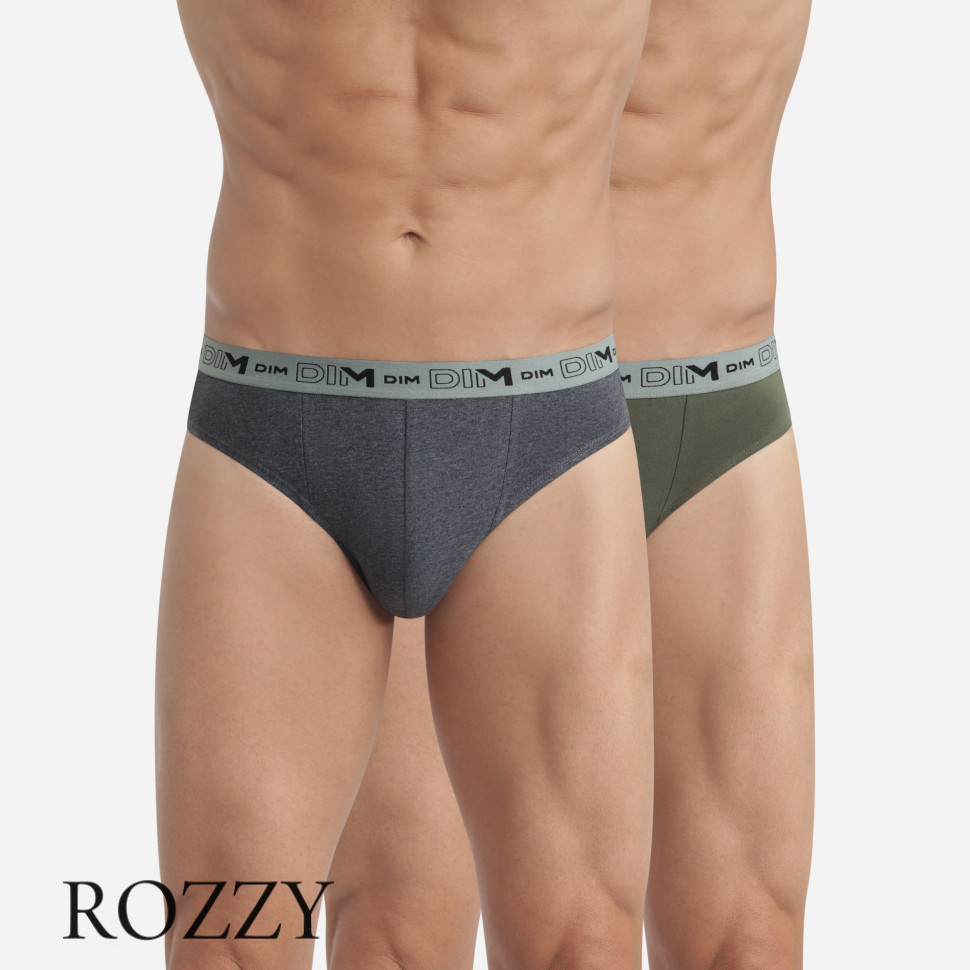 Трусы слипы мужские DIM 0EAZ серый/хаки (уп.2шт.)