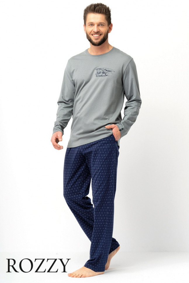 Пижама мужская Key MNS 612 серый/темно-синий