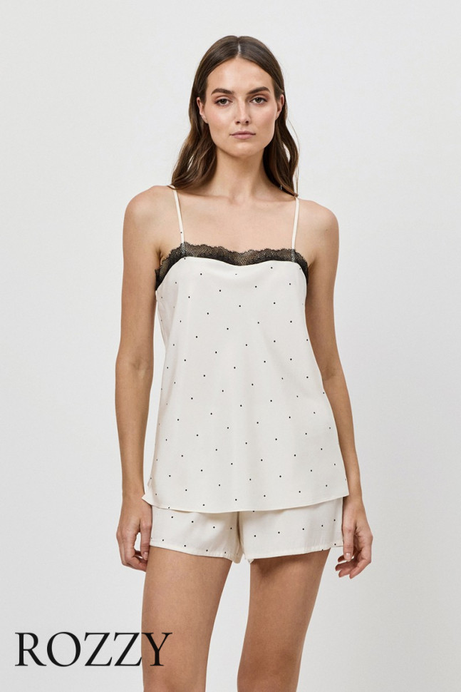 Пижама вискозная с шортами Aruelle Ada экрю