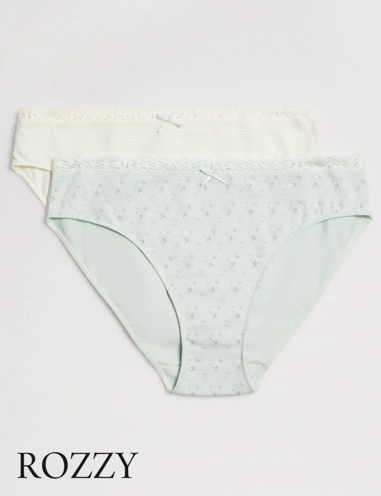 Трусы слипы хлопковые Ysabel Mora 19405 светло-голубой/экрю (уп.2шт.)