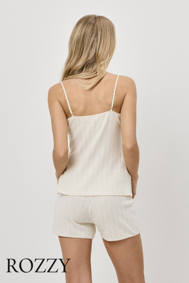 Пижама хлопковая с шортами Aruelle Cambria экрю