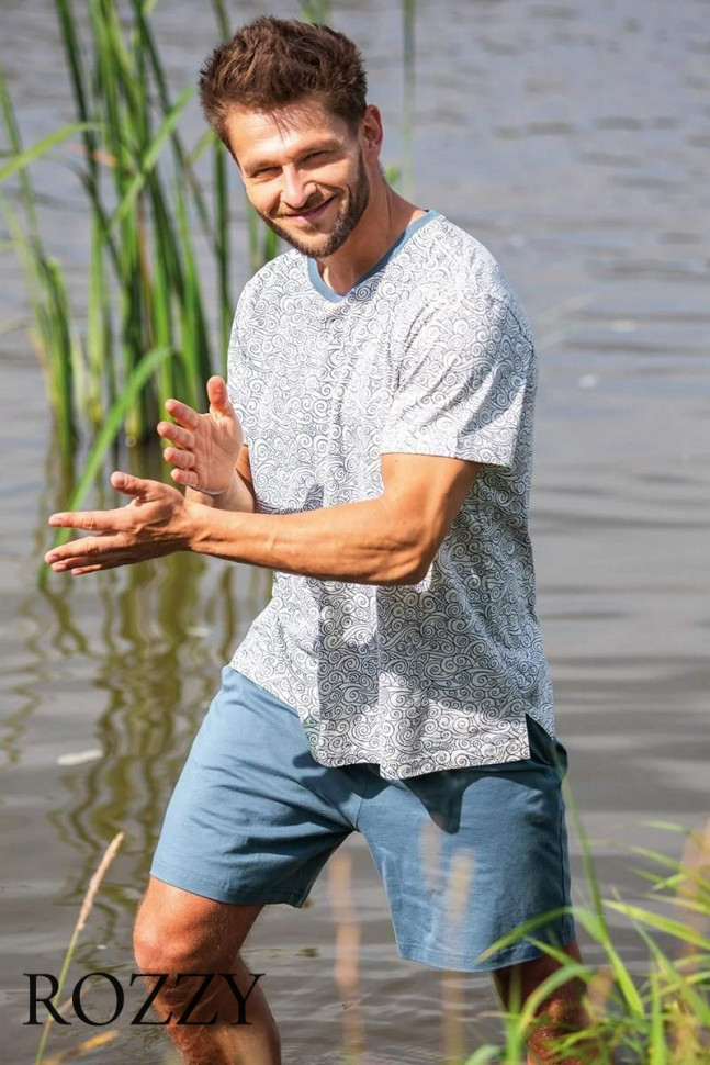 Пижама мужская Key MNS 748 светло-серый/серо-голубой