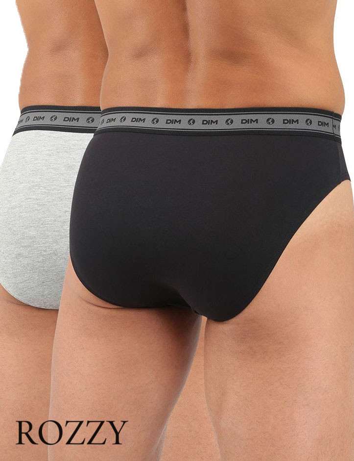 Трусы слипы мужские DIM 0DI4 черный/серый (уп.2шт.)