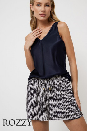 Пижама вискозная с шортами Aruelle Isobell темно-синий/графитовый