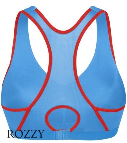 Бюстгальтер спортивный без косточек Shock Absorber S4246 синий/желтый