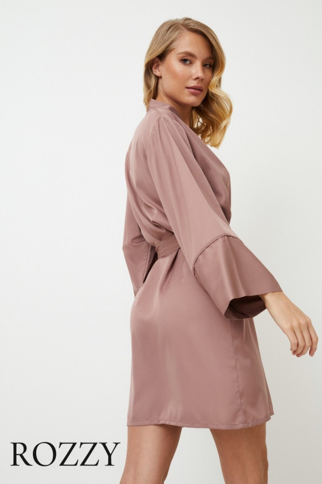 Халат атласный Aruelle Primrose пыльная роза