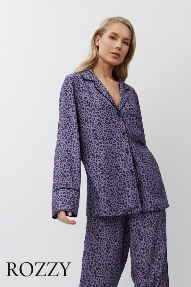 Пижама вискозная Aruelle Alix сиреневый/черный