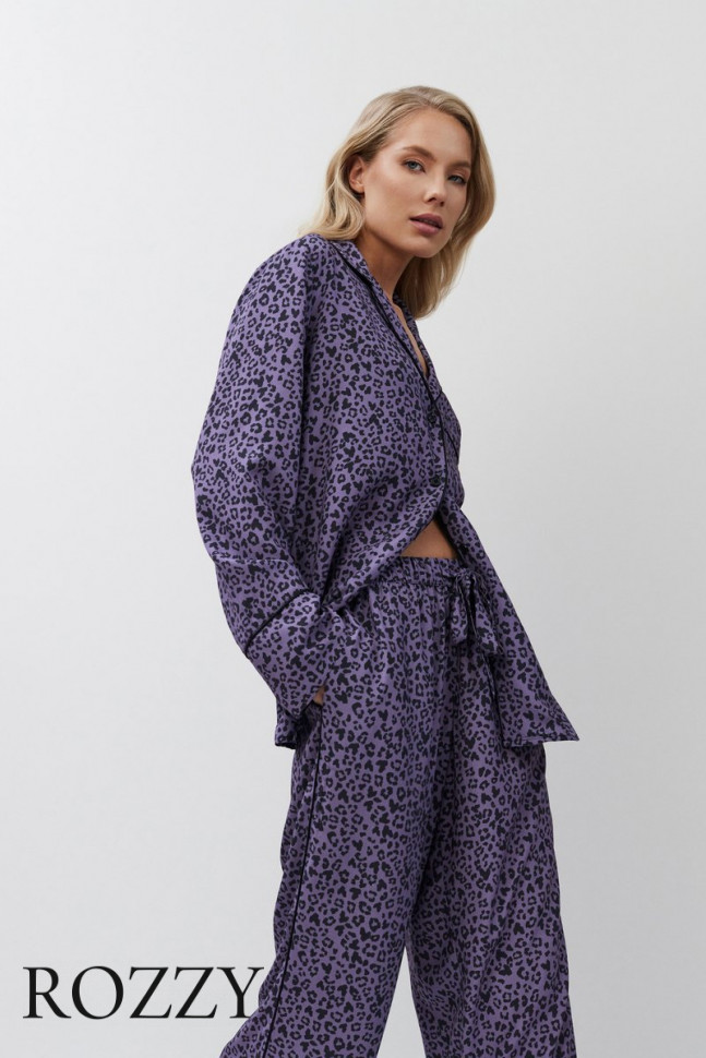 Пижама вискозная Aruelle Alix сиреневый/черный