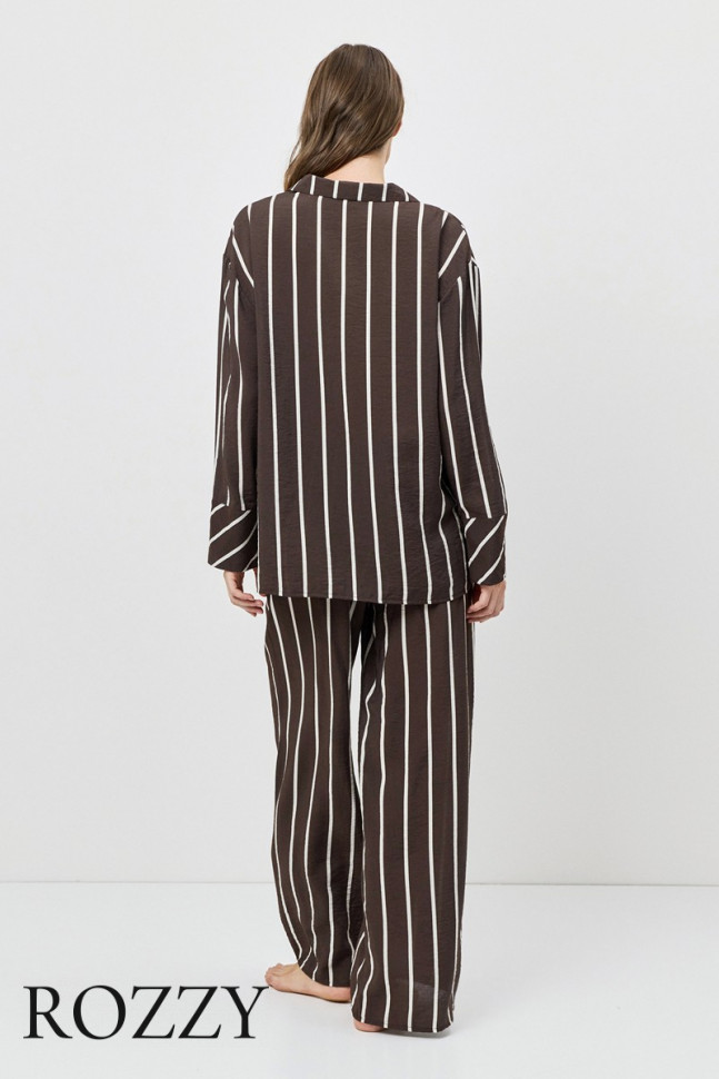 Костюм домашний вискозный Aruelle Cedar Set шоколадный/молочный