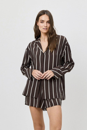 Костюм домашний вискозный с шортами Aruelle Cedar Set шоколадный/молочный