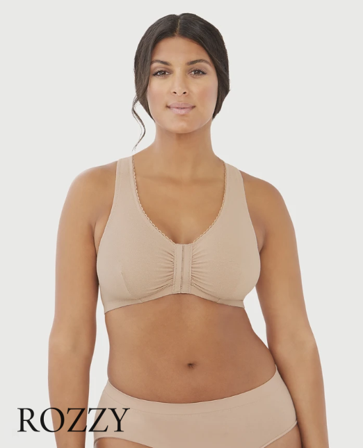 Бюстгальтер рейсербэк без косточек хлопковый спереди застежка Glamorise GI1908 кофе