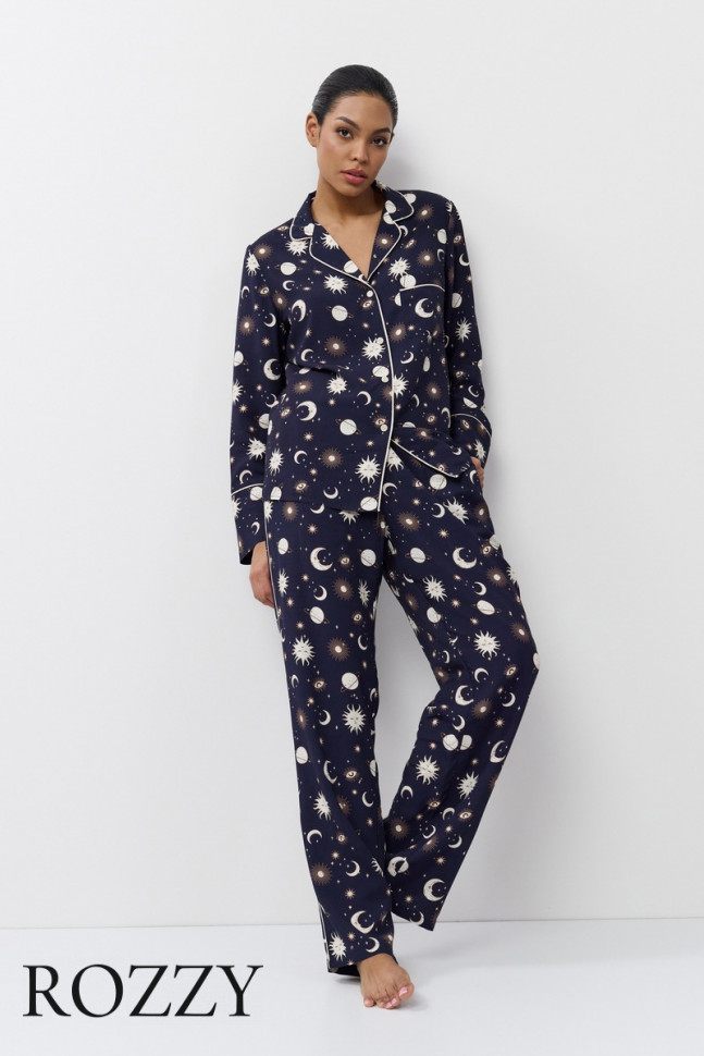 Пижама вискозная Aruelle Venus темно-синий/кремовый