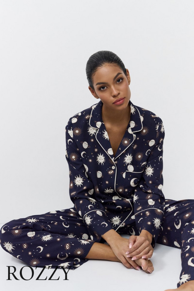 Пижама вискозная Aruelle Venus темно-синий/кремовый